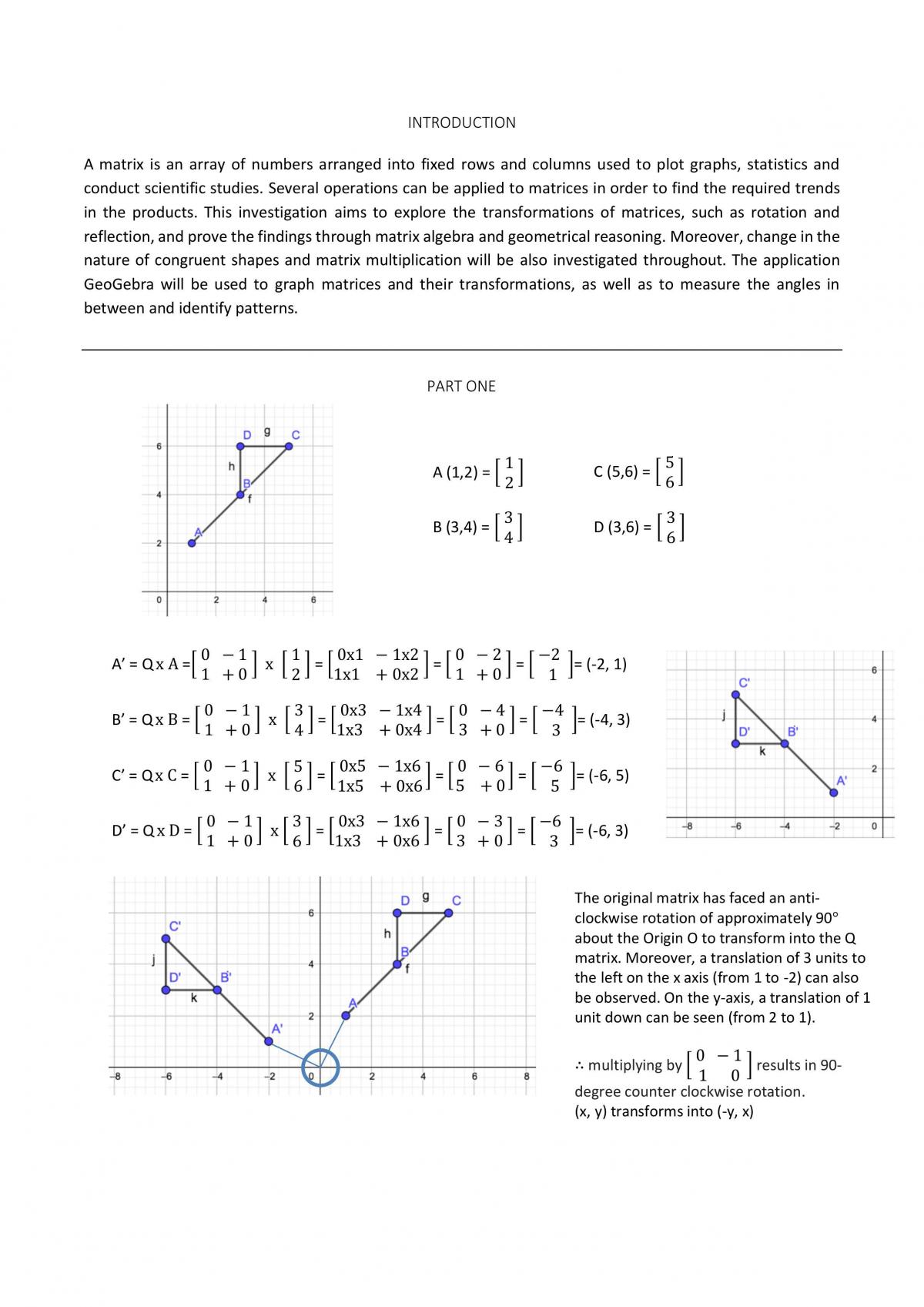Matrices of Transformation Maths A Directed Investigation, Mathematical  Methods - Year 11 SACE