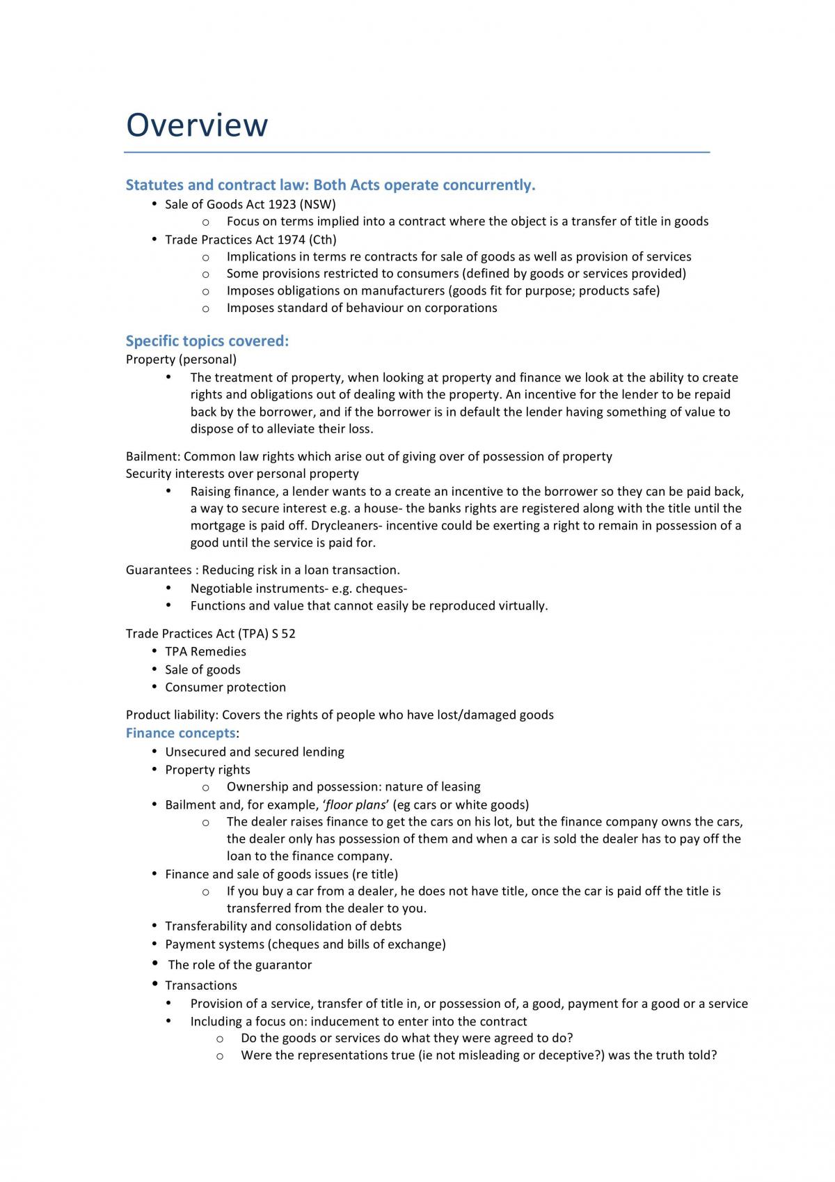 Commercial Law Exam Notes Introduction to Property and